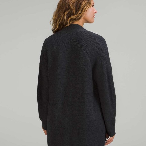 EUC Merino Wool-Blend Ribbed Long Wrap Sweater - Picture 4 of 6